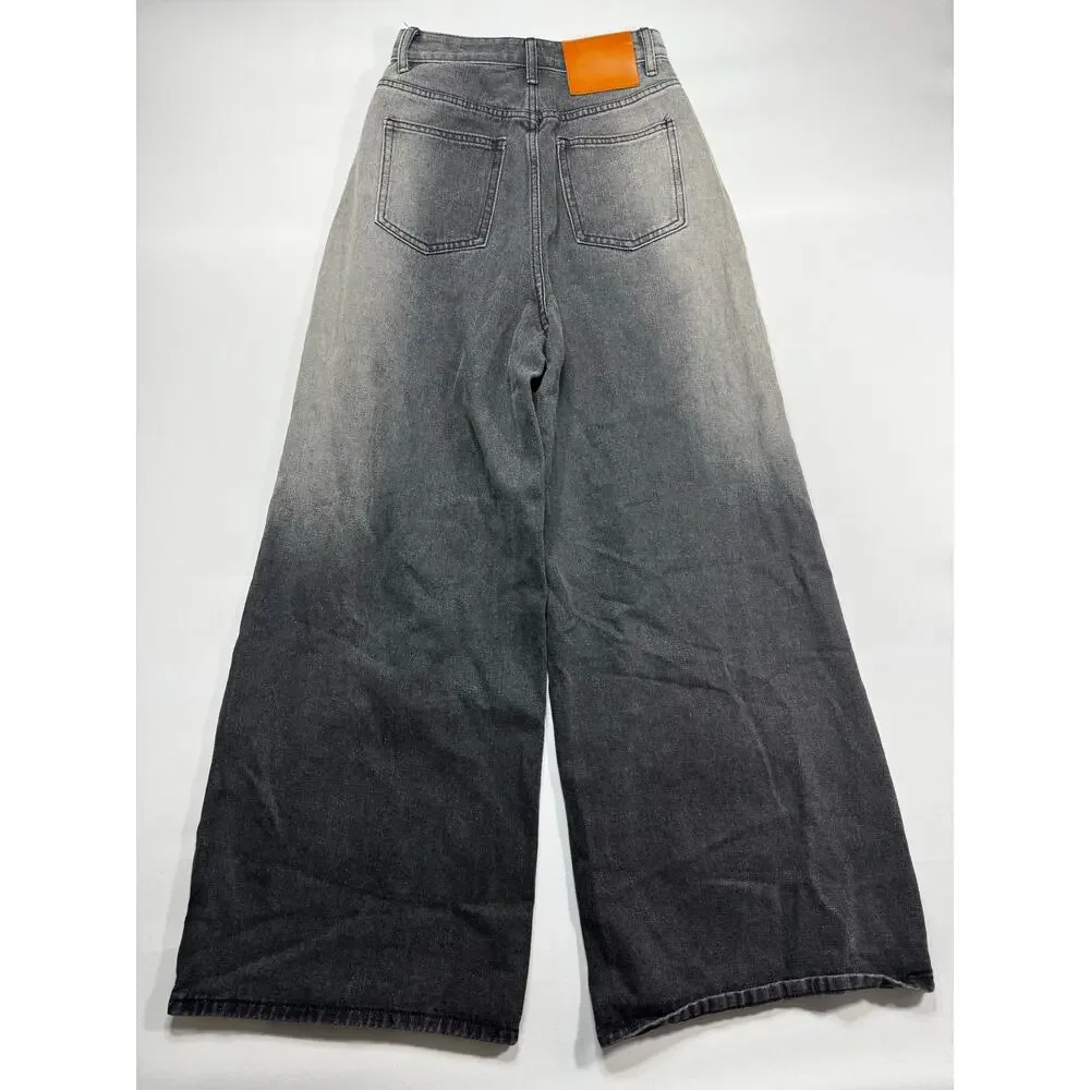 Tina Mini Women's High Rise Wide Leg Baggy Gray Denim Jeans - Size S (23x28) - Picture 2 of 5